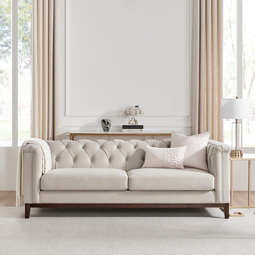 Canapé 3 places - Coloris pierre - Découvrez le canapé 3 places en velours mat coloris pierre de la collection, pour vous détendre et vous relaxer.