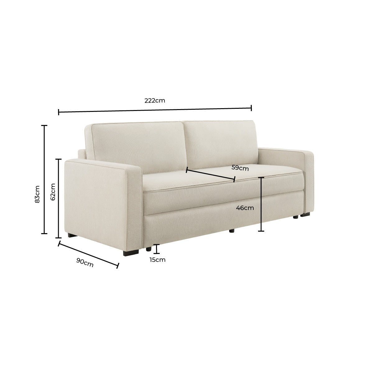 Canapé convertible - Beige